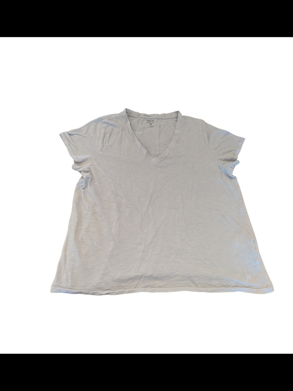 EUC Madewell Womens XL Blue Vneck Short Sleeve Shirt 100% Cotton